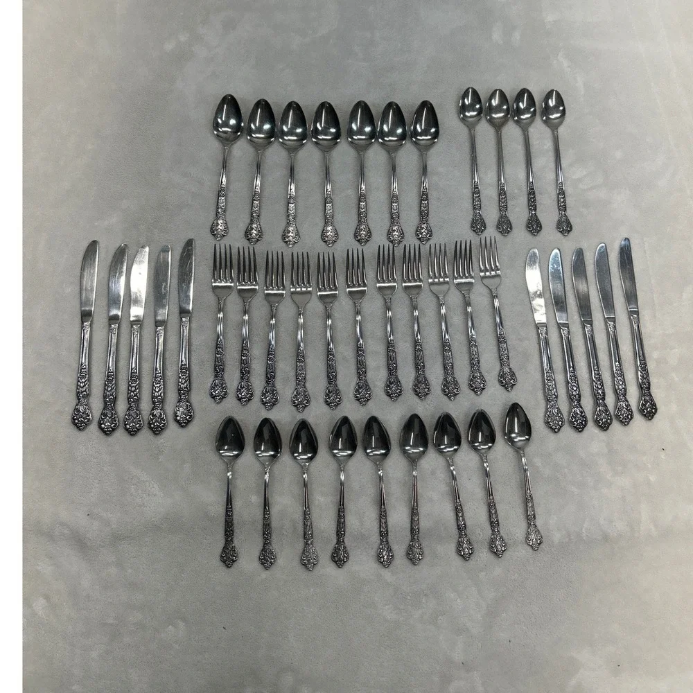 Versailles Flatware Set MSI Japan Stainless Ornate Floral 41pcs MCM Vintage 60s